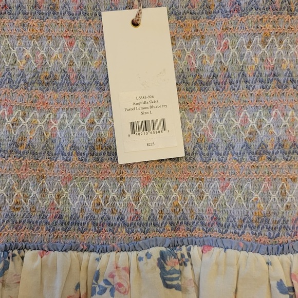 LoveShackFancy Floral Mini Skirt in Cream and Blue - Picture 7 of 15